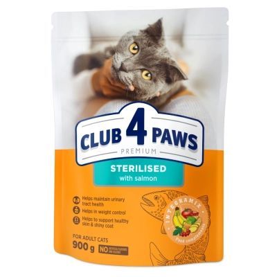 Сухой корм для кошек Club 4 Paws Премиум Sterilised с лососем 900 г (4820269144804)