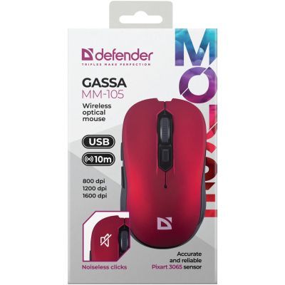 Мышка Defender Gassa MM-105 Wireless Red (52103)