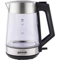 Електрочайник Gorenje 1.7л, 2,200 Вт, strix контроль, скло, нерж (K17OGS)
