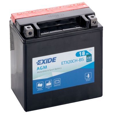 Аккумулятор автомобильный EXIDE Акумулятор Мото EXIDE 18Ah Ев (-/+) (230EN) (д150*ш90*в160) (ETX20CH-BS) (ETX20CH-BS)