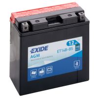 Акумулятор автомобільний EXIDE Акумулятор Мото EXIDE AGM 12Ah (+/-) (190EN) (д150*ш70*в145) (ET14B-BS)