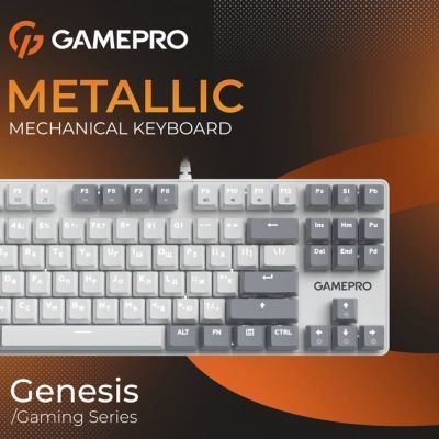 Клавіатура GamePro Genesis Metallic (MK110W) Outemu Red Switch USB UA White (MK110W)