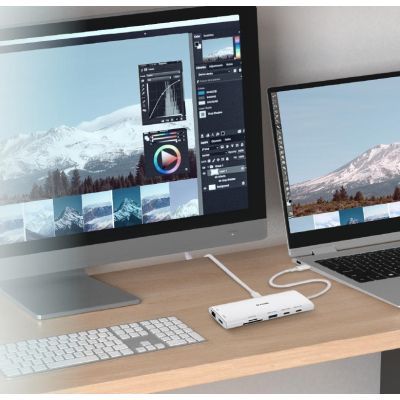 Концентратор D-Link USB-C 10-in-1 2xHDMI + 1xRJ45 1000Mbps + 2xUSB-C + USB 3.1 + USB 3.0 + SD + TF silver (DUP-A01)