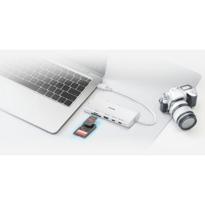 Концентратор D-Link USB-C 10-in-1 2xHDMI + 1xRJ45 1000Mbps + 2xUSB-C + USB 3.1 + USB 3.0 + SD + TF silver (DUP-A01)
