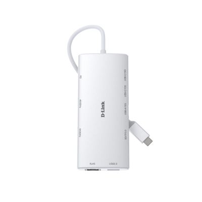 Концентратор D-Link USB-C 10-in-1 2xHDMI + 1xRJ45 1000Mbps + 2xUSB-C + USB 3.1 + USB 3.0 + SD + TF silver (DUP-A01)