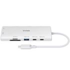 Концентратор D-Link USB-C 10-in-1 2xHDMI + 1xRJ45 1000Mbps + 2xUSB-C + USB 3.1 + USB 3.0 + SD + TF silver (DUP-A01)