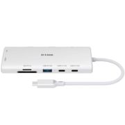 Концентратор D-Link USB-C 10-in-1 2xHDMI + 1xRJ45 1000Mbps + 2xUSB-C + USB 3.1 + USB 3.0 + SD + TF silver (DUP-A01)