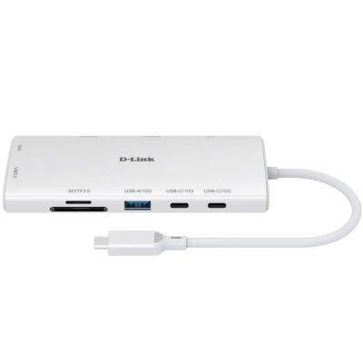 Концентратор D-Link USB-C 10-in-1 2xHDMI + 1xRJ45 1000Mbps + 2xUSB-C + USB 3.1 + USB 3.0 + SD + TF silver (DUP-A01)