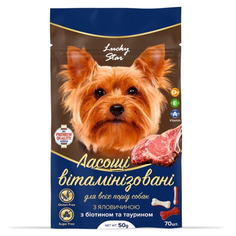 Лакомство для собак Lucky Star Витаминизированные с говядиной 50 г (4820275972217)