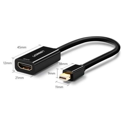 Переходник Mini DisplayPort M to HDMI F 4K 30Hz black Ugreen (40360)