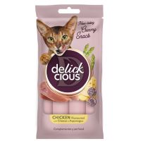 Ласощі для котів Delickcious курка з додаванням сиру та спаржі 4х15 г (4820269145184)