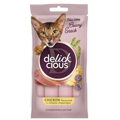 Ласощі для котів Delickcious курка з додаванням сиру та спаржі 4х15 г (4820269145184)