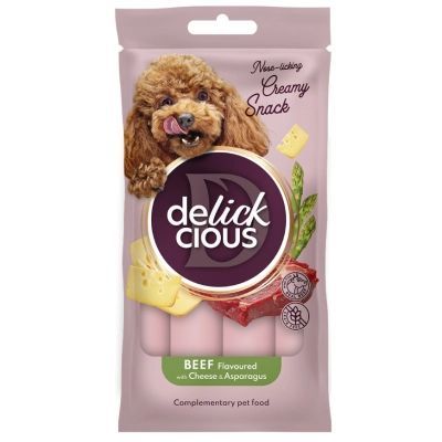 Ласощі для собак Delickcious яловичина з додаванням сиру та спаржі 4х15 г (4820269145429)