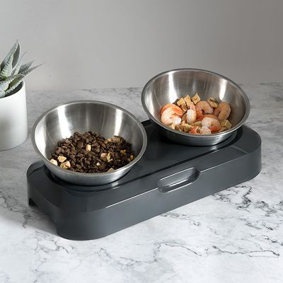 Посуда для кошек Lapka Кормушка двойная с металлическими мисками. (LPK-27)