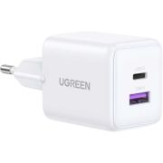 Зарядний пристрій Ugreen USB + USB-C GaN 30W X516 white (65015)