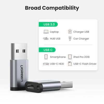 Перехідник USB 3.0 AM to USB-C F gray Ugreen (50533)