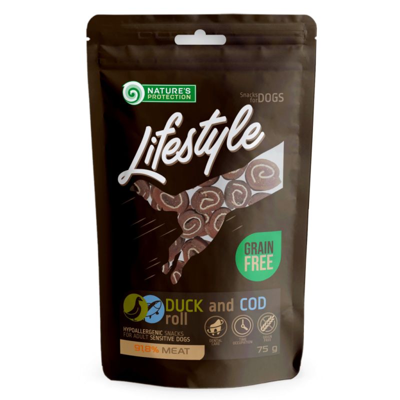 Лакомство для собак Nature's Protection Lifestyle Duck & cod rolls 75 г (SNK46129)