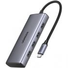 Порт-реплікатор Ugreen Dock CM498 USB 3.0 Type-C -> 1хUSB-A 3.0/3хUSB-A 2.0/2xHDMI 4K 30Гц PD (35897)