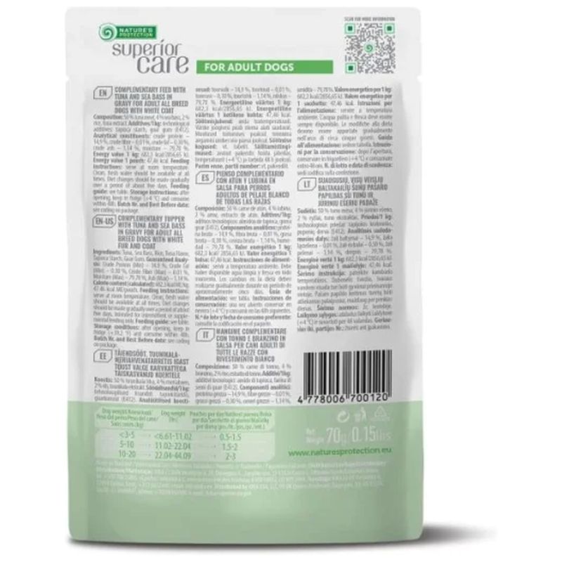 Влажный корм для собак Nature's Protection Superior Care White Dogs Adult Tuna & Sea Bass 70 г (UNINPSC70012)