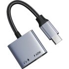 Переходник USB-C M to 3.5mm F + USB-C F PD60W Cabletime (CA915750)