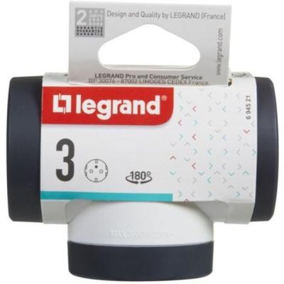 Сетевой разветвитель Legrand ПРЕМІУМ поворотний 3х2К+З бокові розетки, колір Білий/Чорний (694521)