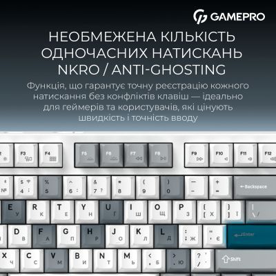 Клавіатура GamePro Asgard Ragnar Wireless/Bluetooth/USB UA White (MK285WH)