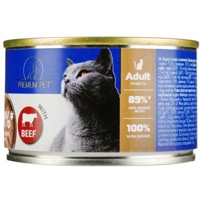 Паштет для котів PREMIUM PET з яловичиною 100 г (4820255191812)