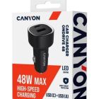 Зарядний пристрій Canyon 1xUSB + 1xUSB-C PD48W black (CNE-CCABR3AC)