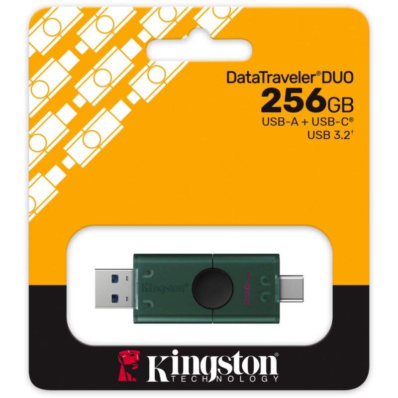 USB флеш накопитель Kingston 256GB DataTraveler Duo USB 3.2 / Type-C Black/Green (DTDEG2/256GB)