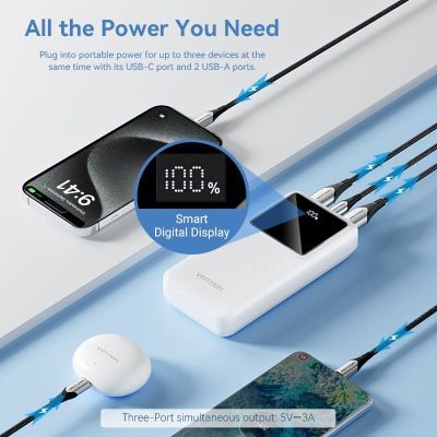 Батарея универсальная Vention 20000 mAh 22.5W Black LED Display Type (FHLB0)