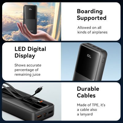 Батарея универсальная Vention 20000 mAh 22.5W with Built-in USB-C and Lightning Cables (FHPB0)