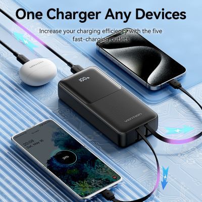Батарея универсальная Vention 20000 mAh 22.5W with Built-in USB-C and Lightning Cables (FHPB0)