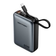 Батарея универсальная Vention 20000 mAh 45W Mini with Built-in USB-C Cable Gray (FHGH0)