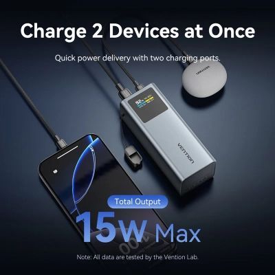 Батарея універсальна Vention 20000 mAh 100W Gray TFT Display Type (FKCH0)