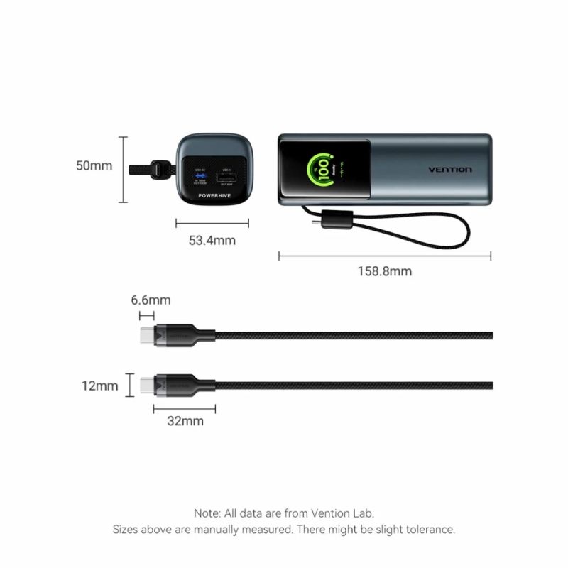 Батарея универсальная Vention 27000 mAh 200W Gray TFT Display Type (FKGH0)