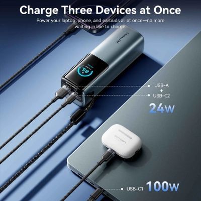 Батарея универсальная Vention 27000 mAh 200W Gray TFT Display Type (FKGH0)
