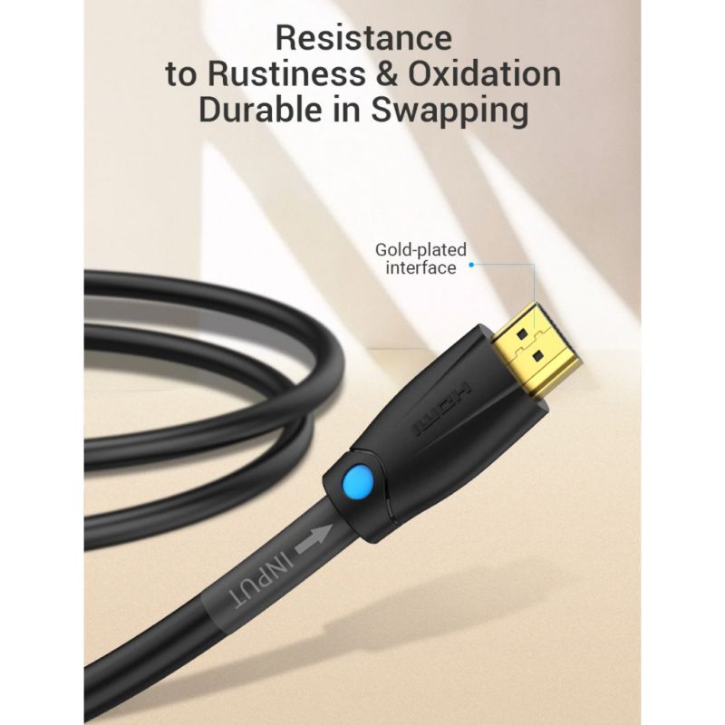 Кабель мультимедійний HDMI M to HDMI M 1.0m 4K60Hz cotton braided black zinc alloy Vention (ALMBF)