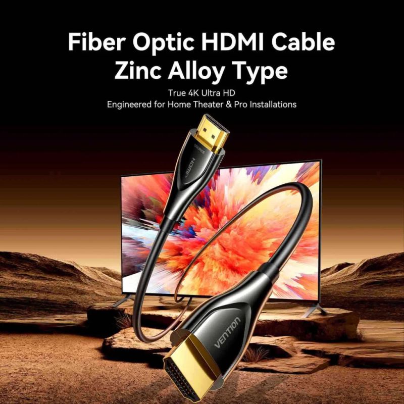 Кабель мультимедийный HDMI M to HDMI M 50.0m 4K60Hz fiber optic black Vention (ALSBX)