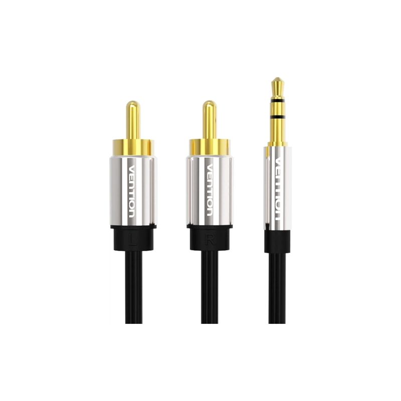 Кабель мультимедийный 3.5mm M to 2xRCA M 1.0m black Vention (BCFBF)