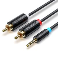 Кабель мультимедийный 3.5mm M to 2xRCA M 2.0m black Vention (BCLBH)