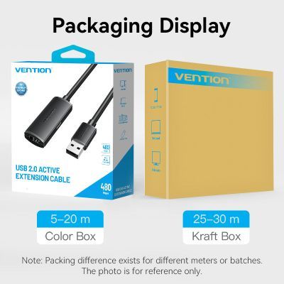 Дата кабель USB 2.0 AM/AF 5.0m Active black Vention (CBKBJ)