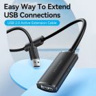 Дата кабель USB 2.0 AM/AF 15.0m Active black Vention (CBKBN)