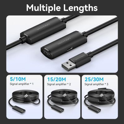 Дата кабель USB 2.0 AM/AF 15.0m Active black Vention (CBKBN)
