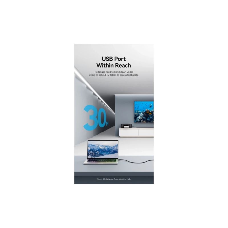 Дата кабель USB 2.0 AM/AF 30.0m Active black Vention (CBKBT)