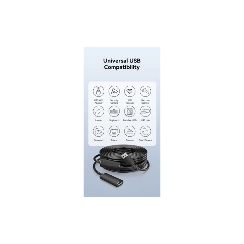 Дата кабель USB 2.0 AM/AF 30.0m Active black Vention (CBKBT)