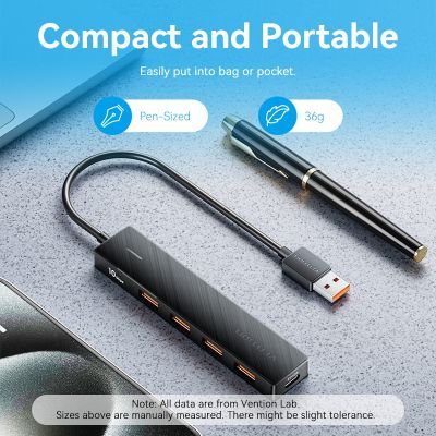 Концентратор Vention USB to 4xUSB 3.2 Gen2 + USB-C 10Gbps 0.15m black (CHOBB)