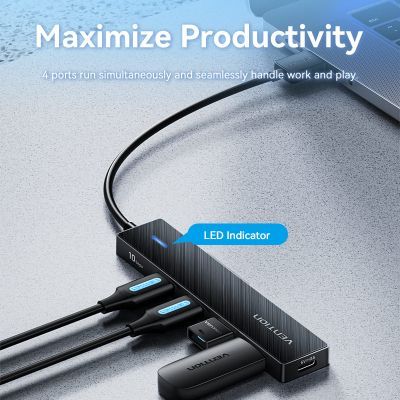 Концентратор Vention USB to 4xUSB 3.2 Gen2 + USB-C 10Gbps 0.15m black (CHOBB)