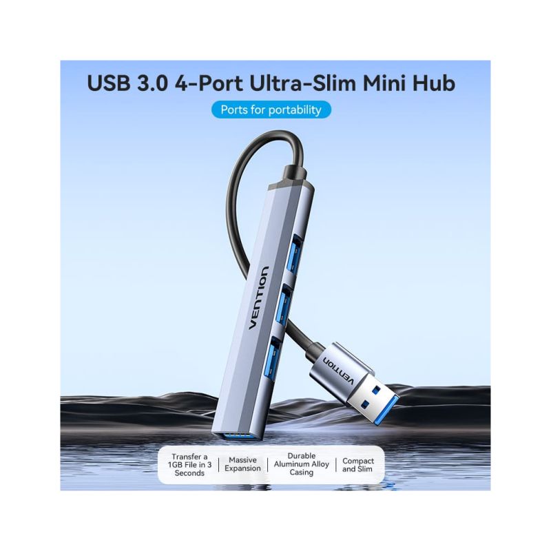 Концентратор Vention USB 3.0 to 1xUSB 3.0 + 3xUSB 2.0 0.15m gray (CKOHB)