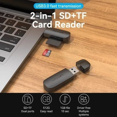 Считыватель флеш-карт Vention USB 3.0 to SD+TF Black Dual Drive Letter (CLGB0)