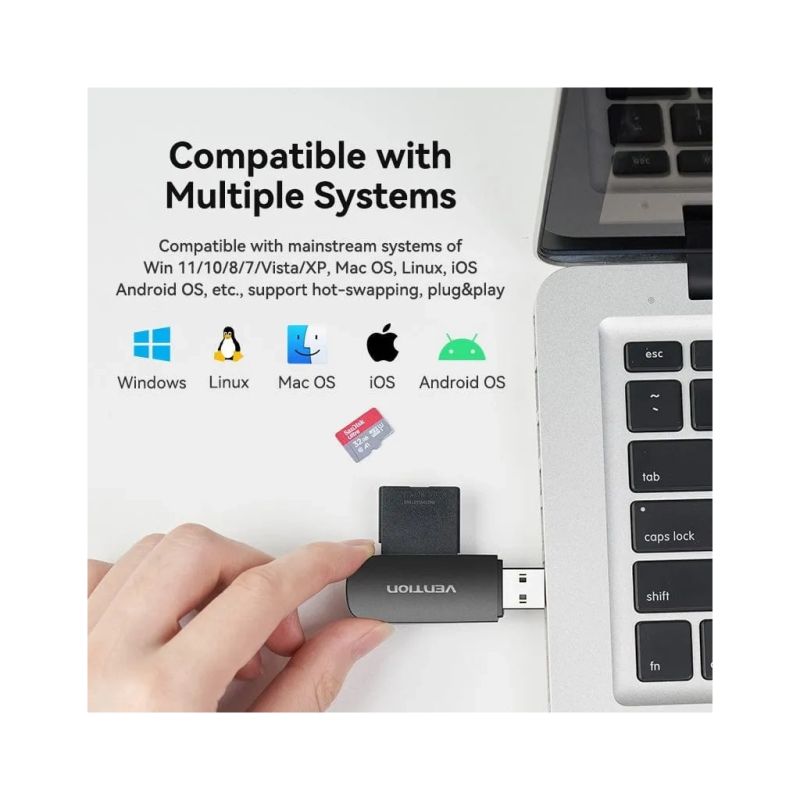 Считыватель флеш-карт Vention USB 3.0 to SD+TF Black Dual Drive Letter (CLGB0)